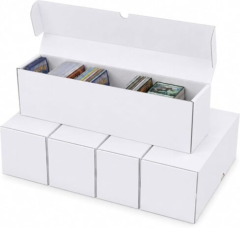 Trading Card Storage Box 12 pack, 800 Count White Corrugated Cardboard Storage Boxes Bulk Card Storage Box for TCG, MTG, Magic, Baseball, Sports, Collectible Trading Cards, 10.4 INCH Horizontal in Kuwait