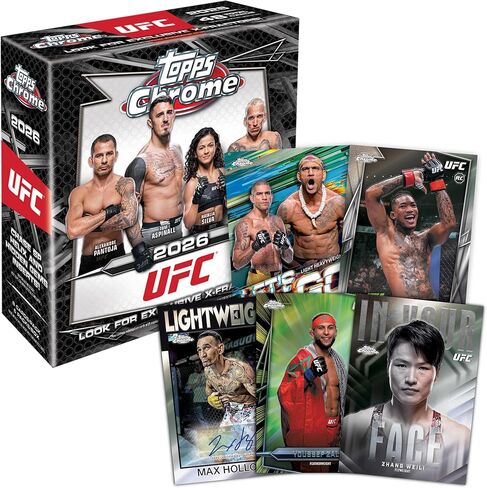 2026 Topps Chrome UFC - مختوم من المصنع - صندوق ضخم ولوادر علوية 35pt 3x4، عدد 25 - حاملات بطاقات صلبة شفافة ذات حجم قياسي لحماية بطاقات التداول in Kuwait