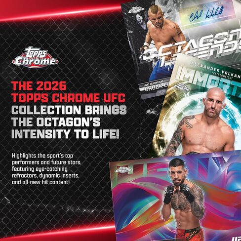 2026 Topps Chrome UFC - مختوم من المصنع - صندوق ضخم ولوادر علوية 35pt 3x4، عدد 25 - حاملات بطاقات صلبة شفافة ذات حجم قياسي لحماية بطاقات التداول in Kuwait