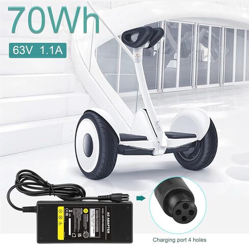 شاحن سكوتر ذو 4 شقوق 63 فولت 1.1 أمبير لـ Segway Ninebot S/S-MAX/Mini lite/Mini PRO، متوافق مع Ninebot بواسطة Segway Go Kart Kit، بطارية ليثيوم Gokart PRO 54V(15S) in Kuwait