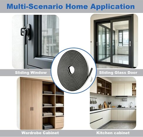 Strong Self-Adhesive Brush Weather Stripping Door Seal Strip | 0.35" Wide x 0.2" Thick x 33 ft, Draft Stopper, Soundproof & Insulation for Exterior Front Doors & Sliding Windows, Gray in Saudi Arabia