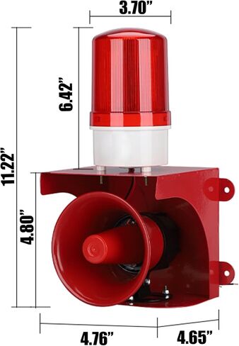 110V Industrial Siren Alarm Strobe Light 120dB IP65 150m Range | 24 LED, Thickened One-Piece Metal, Safety Emergency Warning for Fire Factory Warehouse Garage Intruders Farm Deterrent in Kuwait
