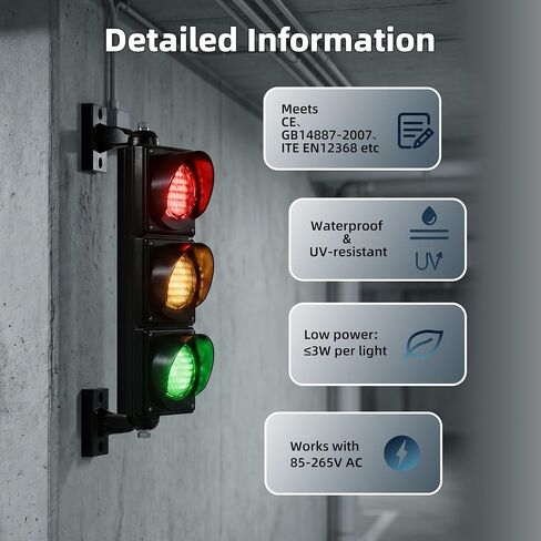 DaierTek 100mm R&G Full Ball LED Traffic Lights (Long Viewing Distance/lifespan) 85V-265V@50/60 HZ, lamp LED, Multi-Layer Sealed and Waterproof in Kuwait