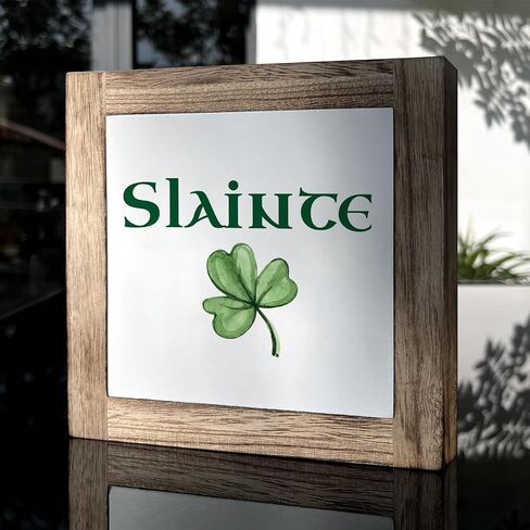 ST Patrick's Day Decor, Wooden Box Signs for Home Decor, Heart Shamrock Decor, Farmhouse Decor for Front Door Porch, Table Decor Art, Lucky Wood Sign Plaque, Spring Decor, St. Patrick's Day Gift in Saudi Arabia