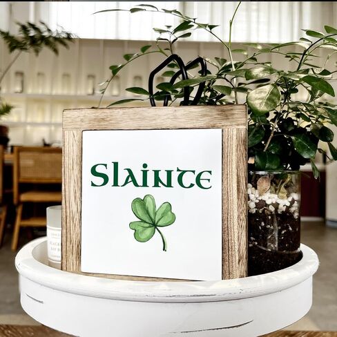 ST Patrick's Day Decor, Wooden Box Signs for Home Decor, Heart Shamrock Decor, Farmhouse Decor for Front Door Porch, Table Decor Art, Lucky Wood Sign Plaque, Spring Decor, St. Patrick's Day Gift in Saudi Arabia
