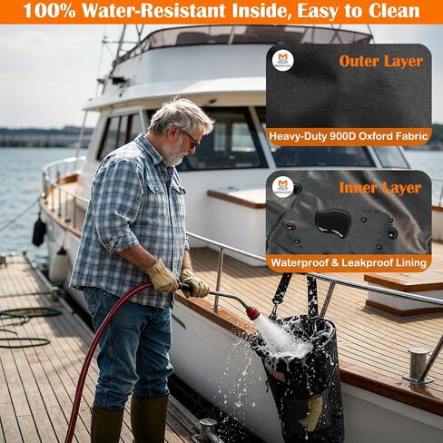 Portable Boat Trash Can, Leakproof & Odor Resistant 10-13 Gal Reusable Garbage Bag with Clips, Easy Install Marine Trash Bag for Pontoon, Fishing, Kayak, RV & Camping Boat Accessories in Kuwait