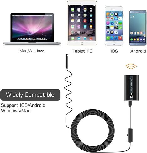 Endscope WiFi، كاميرا المنظار اللاسلكية لنظام Android 2.0MP Borescope Inspection Camera مع أداة الإمساك المرنة 16.4ft (5M) in Kuwait