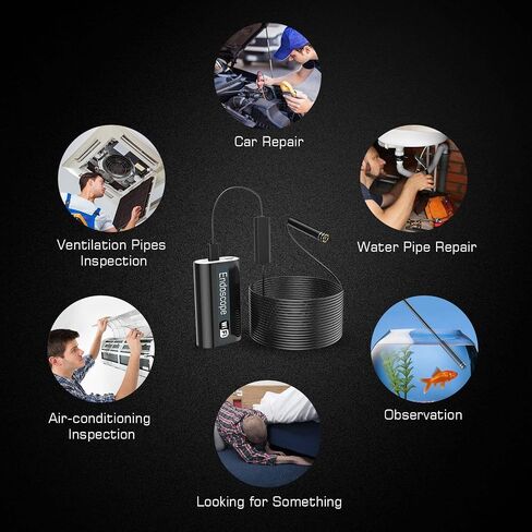 Endscope WiFi، كاميرا المنظار اللاسلكية لنظام Android 2.0MP Borescope Inspection Camera مع أداة الإمساك المرنة 16.4ft (5M) in Kuwait