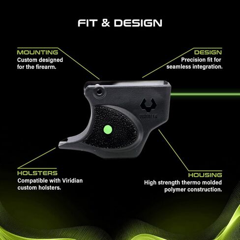 جهاز رؤية ليزر أخضر من سلسلة Viridian E متوافق مع جهاز رؤية المسدس S&W Bodyguard 2 مع مفتاح تشغيل وإيقاف يمكن استخدامه بكلتا اليدين، باللون الأسود in Kuwait