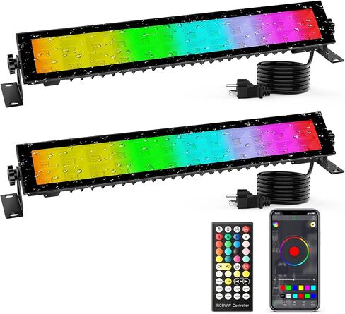 شريط إضاءة LED للغسيل في المسرح 2 حزمة: مصابيح غسيل RGBCW 16 بوصة 48 وات - التطبيق والتحكم عن بعد - مقاومة للماء IP66 - التوقيت ومزامنة الموسيقى - إضاءة للأحداث الخارجية والداخلية وحفلات غسيل الحائط والمناظر الطبيعية للحديقة in Kuwait