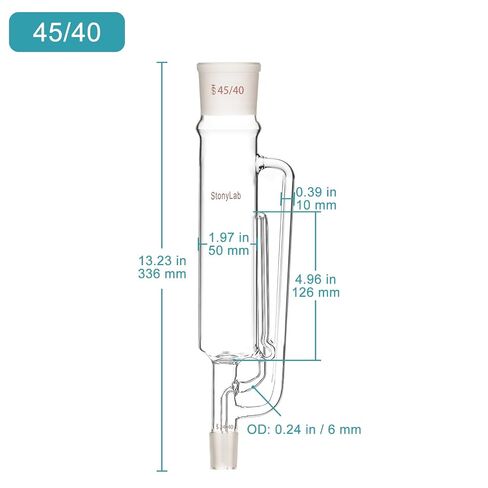 stonylab Borosilicate Glass Soxhlet Extractor, 45/40 Top Joint 24/40 Bottom Joint, Commonly Used in Laboratory Extraction in Kuwait