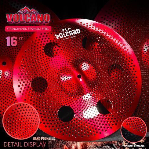7-Piece Low-Volume Silent Cymbal Set – Red. Includes 10″ Splash, pair of 14″ Hi-Hats, 16″ Crash, 16″ Trash Crash, 18″ China, and 20″ Ride. Noise practice and studio use-Factory Direct. in Kuwait