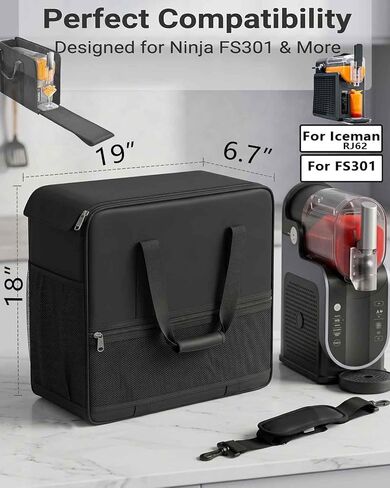 حقيبة حمل آلة سلوشي للنينجا سلاشي ماكس FS605 FS301 FS300 رجل الثلج RJ62، جيب ذو سعة كبيرة لتخزين ملحقات آلة سلاشي، واقي مبطن سميك لصانع المشروبات المجمدة in Kuwait