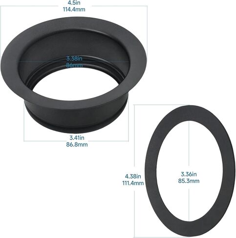 شفة التخلص من القمامة في حوض المطبخ FLG-MTBLK مع FLG-Seal للتخلص من القمامة خالية من المعجون، ملحق سدادة مطاطية للحوض يناسب التخلص من القمامة في InSinKerator، شفة تصريف المطبخ باللون الأسود غير اللامع in Kuwait