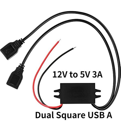 3A تيار مستمر 12 فولت إلى 5 فولت محول USB مزدوج وحدة محول طاقة مستقرة للسيارة شاحن الهاتف العالمي مع حماية الزائد in Kuwait