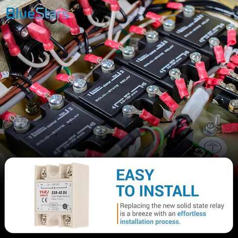 [ترقية 2026] SSR-40DA مرحل الحالة الصلبة من DC إلى AC 40A، مدخل DC 3-32V، مخرج AC 24-380V، وحدة مرحل أشباه الموصلات أحادية الطور، حزمة من 3 بواسطة BlueStars in Kuwait