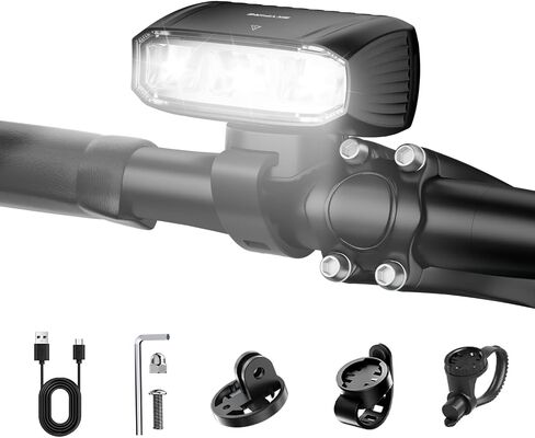 SKYFIRE Bright Bike Light for Night Riding, USB-C Rechargeable Bicycle Headlight, High Lumens Dual Beam Bike Lights Front with 5 Modes, Waterproof Cycling Light for Road & Mountain Bikes in Saudi Arabia