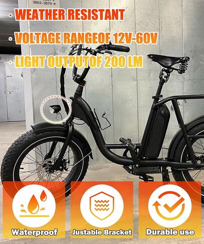 مصباح أمامي LED أبيض للدراجة الإلكترونية 2-Pin 6000K متوافق مع دراجات Vamoose Mammoth Rad Power RadMini RadRover RadExpand RadRunner in Kuwait