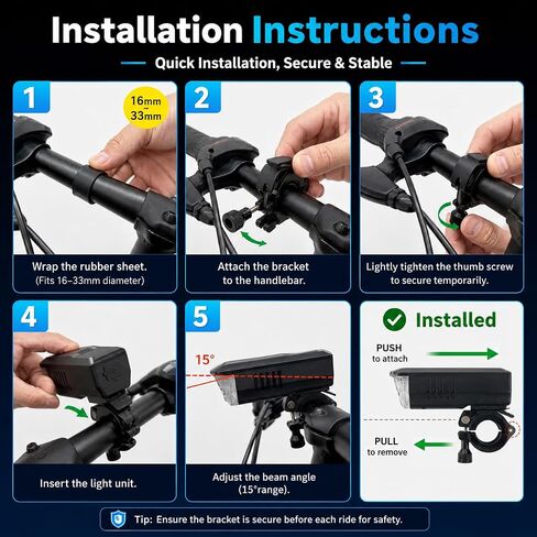 Solar USB-C Rechargeable Bike Light, Waterproof Headlight | Solar & USB-C Rechargeable | IP65 Waterproof | Anti-Glare Beam | Mountain & Road Cycling in Kuwait