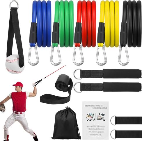 Baseball Resistance Bands with Durable Handles, Training Aid for Baseball Softball Pitchers, Arm Strength & Pitching Bands Trainer Equipment for Baseballs Training, Stretching Warm-Ups, Working Out in Kuwait