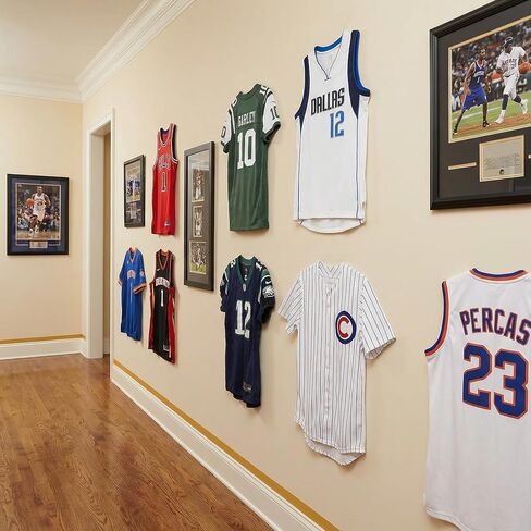 Jersey Hanger for Wall, Magnetic Jersey Display Hanger with No-Drill Adhesive Mount on Smooth, Clean Walls for a Floating Jersey Display, 12-Pack, 2.52 x 0.62 x 0.24 in in Kuwait