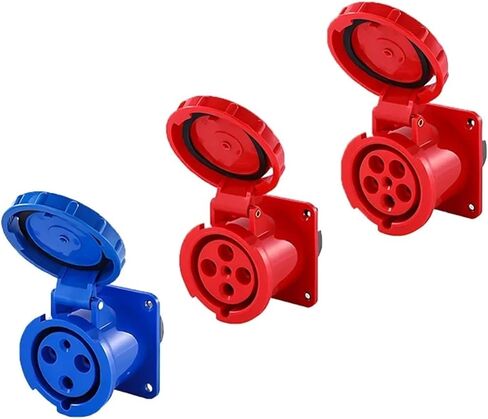 5/10 PCS Aviation Industrial Plug and Socket 16A/32A/63A/125A IP44/IP67 Waterproof 3P/4P/5P Wall Mounted Panel(32A Plug,5 PCS-3P) in Saudi Arabia