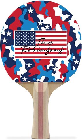 Personalized Name USA Camo Ping Pong Paddle, America 250 Anniversary Table Tennis Racket, Custom Patriotic USA Gift, Premium 5 Ply Paddle with Direct Imprint in Saudi Arabia