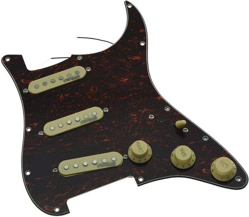 بيك جارد جيتار محمل من دوبرو مع التقاطات ويلكنسون سلكية مسبقًا ST Pickguard للولايات المتحدة الأمريكية/المكسيك مصنوعة من FD Strat Stratocaster باللون الأسود 3 طبقات in Kuwait