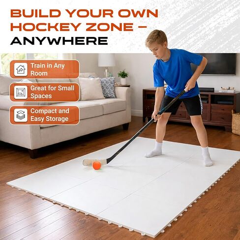 15 قطعة من بلاط هوكي الأراضي الجافة مقاس 12 × 12 | وسادة رماية لهوكي الجليد غير قابلة للتزلج للتدريب على التمرير والرماية والتعامل مع العصا | سطح تدريب متين وسهل التركيب في الأماكن المغلقة/الخارجية in Kuwait