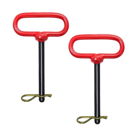 دبوس وصلة سحب المقطورة 3/8 بمقبض أحمر ومشبك، دبوس Clevis 3/8x5 للسحب مع ATV أو UTV أو جرار العشب، فولاذ مقوى، مطلي بمسحوق يمنع الصدأ in Kuwait