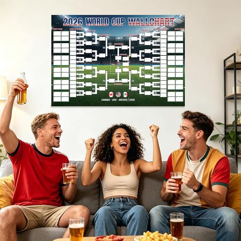 ملصق جدول كرة القدم لكأس العالم 2026 من DLPL، مقاس 23.6×16.5 بوصة مع قلم مسح جاف أسود، بضائع كأس العالم 2026 لمحبي كرة القدم وديكور الحفلات in Kuwait