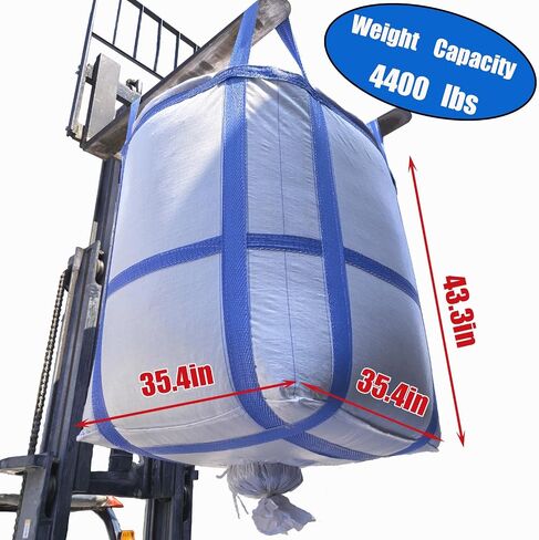 8Pack FIBC Bulk Bag,2 Ton Bag, 35.4" L x 35.4" W x 43.3" H,4400lbs SWL Safty Factor 3:1,Woven Polypropylene Bags,Duffle Top #-Shaped Spout Bottom in Saudi Arabia