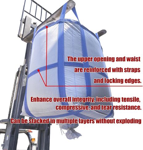 8Pack FIBC Bulk Bag,2 Ton Bag, 35.4" L x 35.4" W x 43.3" H,4400lbs SWL Safty Factor 3:1,Woven Polypropylene Bags,Duffle Top #-Shaped Spout Bottom in Saudi Arabia