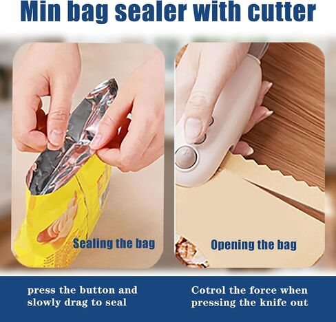 2in1Mini Bag Sealer, Mini Bag Sealer with Cutter and Magnet,Portable Chip Bag Resealer for Food Storage. A Great Helper for Kitchen Organization and Outdoor Camping in Kuwait