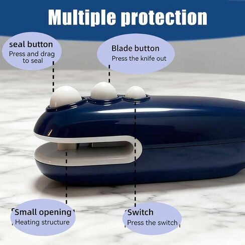 2in1Mini Bag Sealer, Mini Bag Sealer with Cutter and Magnet,Portable Chip Bag Resealer for Food Storage. A Great Helper for Kitchen Organization and Outdoor Camping in Kuwait