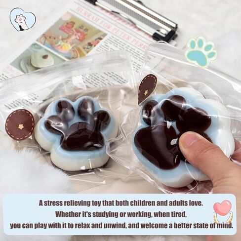 2Pcs Cat Paw Strawberry Squishy Toys, Cute Handmade Taba Squeeze Toy, Kawaii Pink Squishies Sensory Pinch Toy, Transparent Soft Kitty Stress Relief Squishy Fidget Toys for Adults Kids in Saudi Arabia