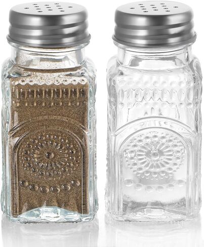 MDLUU Small Clear Glass Salt and Pepper Shakers Set, Spice Dispensers with Stainless Steel Lids for Kitchen, Dining Table, 2 Pcs (Sunflower) in Kuwait