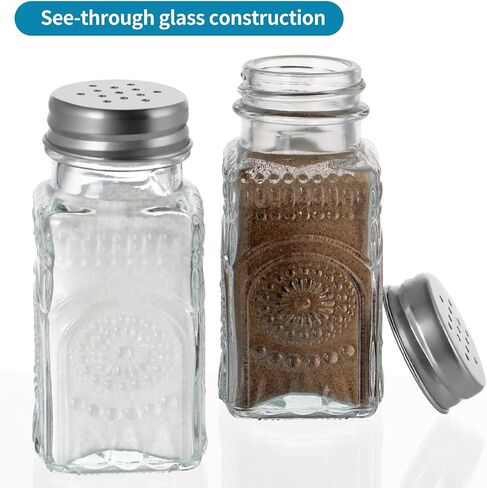 MDLUU Small Clear Glass Salt and Pepper Shakers Set, Spice Dispensers with Stainless Steel Lids for Kitchen, Dining Table, 2 Pcs (Sunflower) in Kuwait