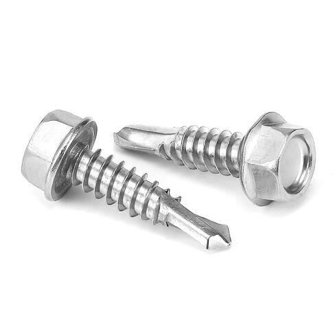 #12 x 1 Hex Washer Head Self Drilling Screw, Self Tapping Sheet Metal Screws, 410 Stainless Steel, 50 PCS in Kuwait