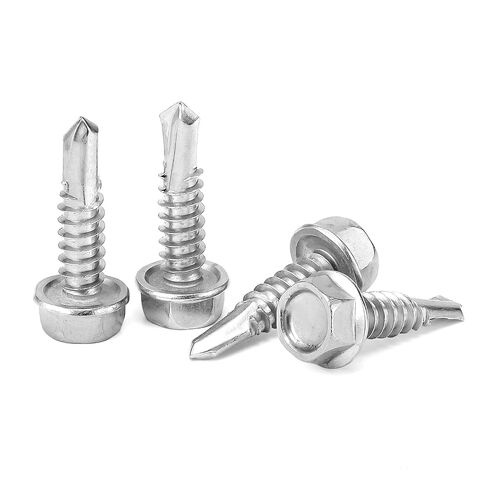 #12 x 1 Hex Washer Head Self Drilling Screw, Self Tapping Sheet Metal Screws, 410 Stainless Steel, 50 PCS in Kuwait