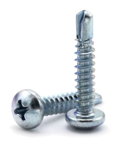 #8-18x1 Pan Head Phillips Self Drilling Screws, Zinc Plated CR+3 Finish, #3 Point, 100 Pack in Kuwait