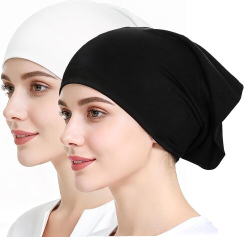 Sucrain 2PCS Under Scarf Hat Cap Islamic Muslim Hijab Headscarf Elastic Wide Headband Lightweight Hats Breathable Liner in Kuwait