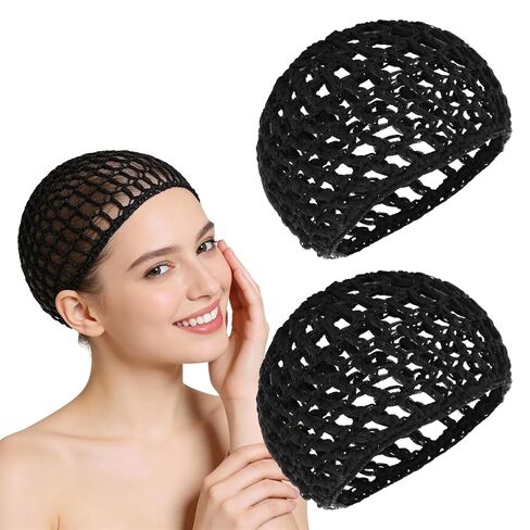 2Pcs Tubi Hair Wrap for Silk Press Crochet Hair Nets for Sleeping Dominican | Tubi Hair Wrap Net for Silk Press, Black Crochet Hair Net Reusable Elastic Cap for Sleeping Shower Makeup Dominican in Kuwait