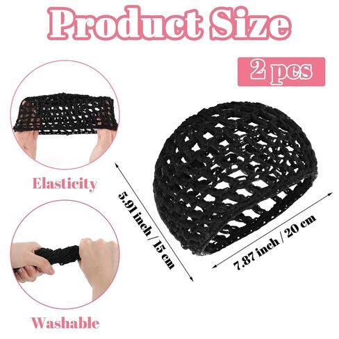 2Pcs Tubi Hair Wrap for Silk Press Crochet Hair Nets for Sleeping Dominican | Tubi Hair Wrap Net for Silk Press, Black Crochet Hair Net Reusable Elastic Cap for Sleeping Shower Makeup Dominican in Kuwait