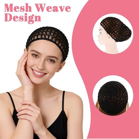 2Pcs Tubi Hair Wrap for Silk Press Crochet Hair Nets for Sleeping Dominican | Tubi Hair Wrap Net for Silk Press, Black Crochet Hair Net Reusable Elastic Cap for Sleeping Shower Makeup Dominican in Kuwait