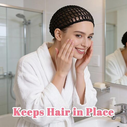 2Pcs Tubi Hair Wrap for Silk Press Crochet Hair Nets for Sleeping Dominican | Tubi Hair Wrap Net for Silk Press, Black Crochet Hair Net Reusable Elastic Cap for Sleeping Shower Makeup Dominican in Kuwait