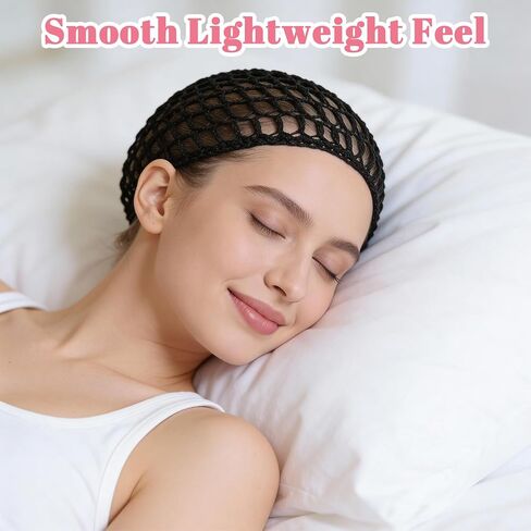 2Pcs Tubi Hair Wrap for Silk Press Crochet Hair Nets for Sleeping Dominican | Tubi Hair Wrap Net for Silk Press, Black Crochet Hair Net Reusable Elastic Cap for Sleeping Shower Makeup Dominican in Kuwait
