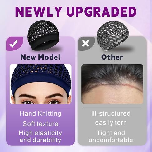 4 Pcs Hair Nets for Sleepin, Premium Mesh Hair Net for Women, Ultra-Wide Soft Band, No Marks, Secure Fit, Breathable Hair Wrap Net for Hair Protection (Black, White, Pink, Navy Blue) in Kuwait