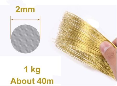 Copper Wire For Wire Wrapping, 1Kg Round Copper Wire Gold Brass for Beading Craft(2mm) in Saudi Arabia