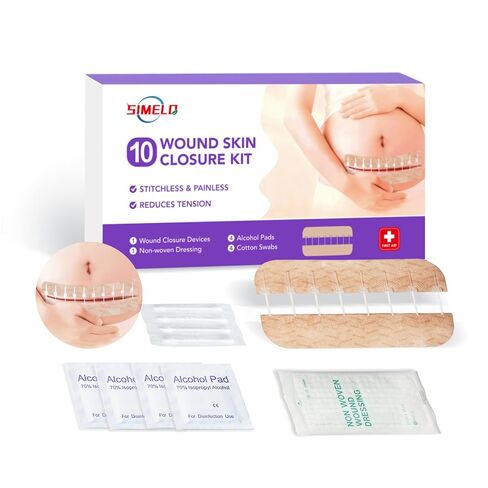 SIMELO Zip Stitch Wound Closure Kit – 10-Pc (1 Zip Stitch + 8 Locks), Emergency Laceration Closure, Stitchless & Painless Wound Repair, Adjustable Tension, First Aid for Cuts & Wounds in Kuwait